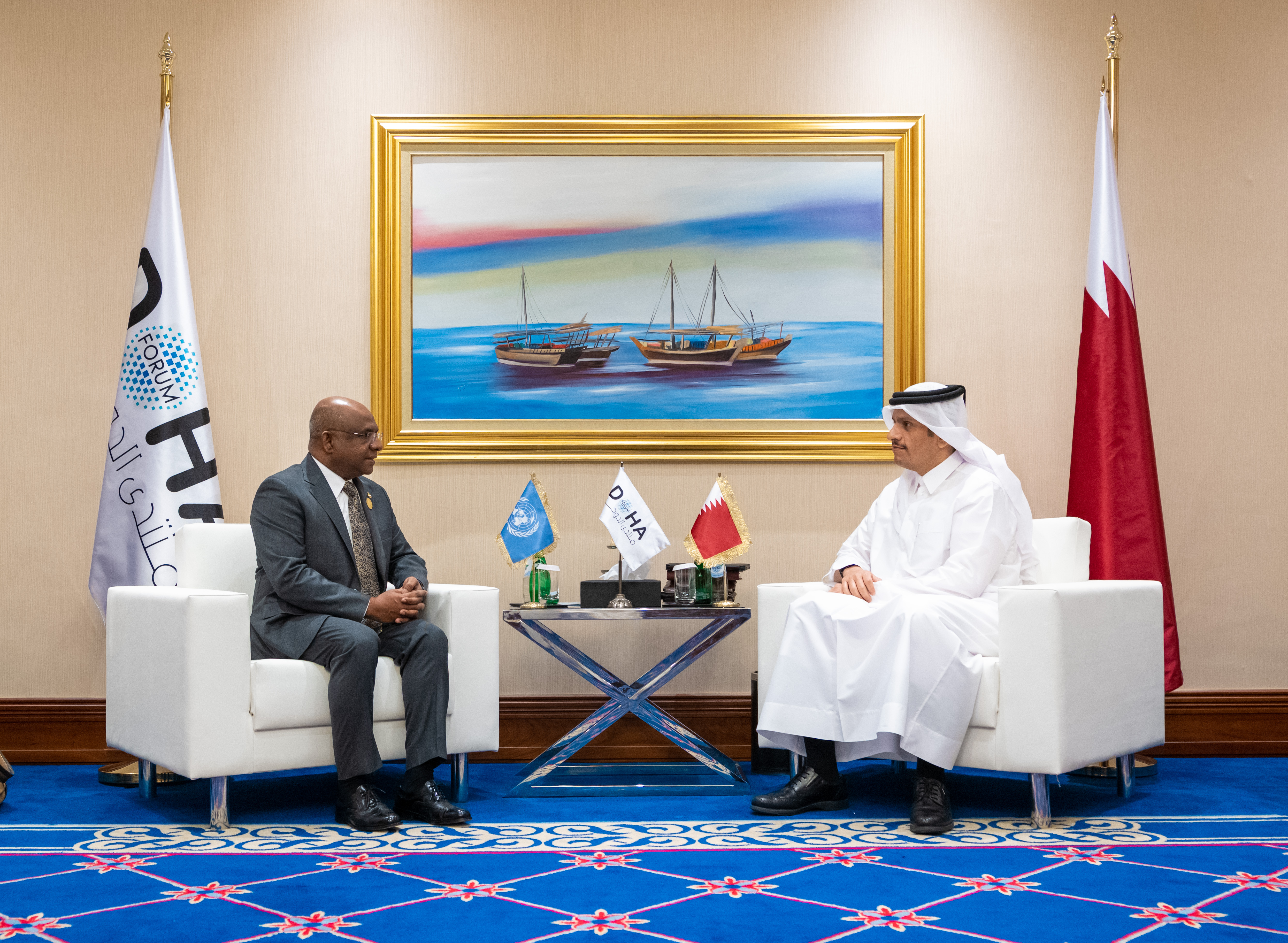 HE Deputy Prime Minister and Minister of Foreign Affairs Meets President of the 76th Session of the UN General Assembly