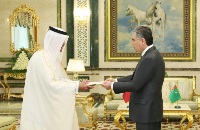 رئيس جمهورية تركمانستان يتسلم أوراق اعتماد سفير دولة قطر