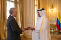 رئيس جمهورية كولومبيا يتسلم أوراق اعتماد سفير دولة قطر