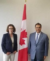 نائبة وزيرة الخارجية الكندية تجتمع مع سفير دولة قطر