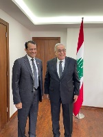 وزير الخارجية والمغتربين في حكومة تصريف الأعمال اللبنانية يجتمع مع سفير دولة قطر 