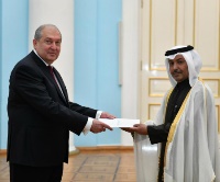 رئيس جمهورية أرمينيا يتسلم أوراق اعتماد سفير دولة قطر