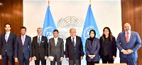 المندوب الدائم لدولة قطر تشارك في اجتماع الأمين العام للأمم المتحدة مع سفراء مجلس التعاون 